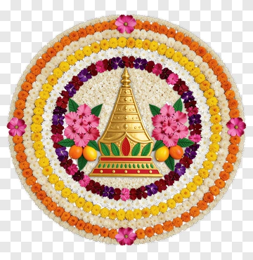 Floral Mandala With Golden Stupa PNG