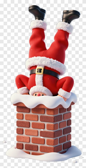 Santa Claus Stuck In A Chimney PNG