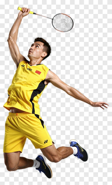 Badminton Player Jumping To Hit Shuttlecock PNG