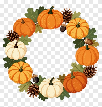 Pumpkin And Pinecone Wreath PNG
