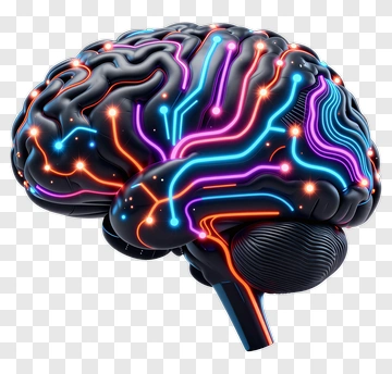 3D Brain With Colorful Neural Connections PNG