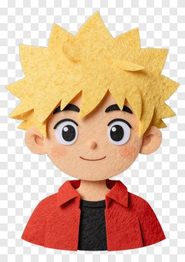Felt Boy With Spiky Blonde Hair PNG