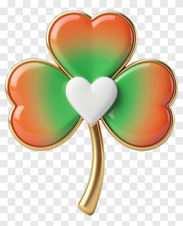 Colorful Shamrock With Heart Design PNG