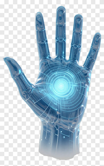 Futuristic Robotic Hand With Glowing Interface PNG