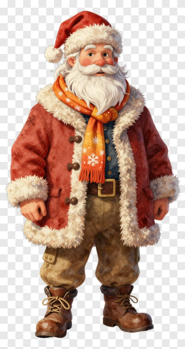 Cartoon Santa Claus In A Red Coat PNG