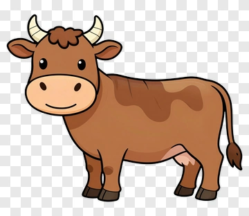 Cartoon Brown Cow PNG