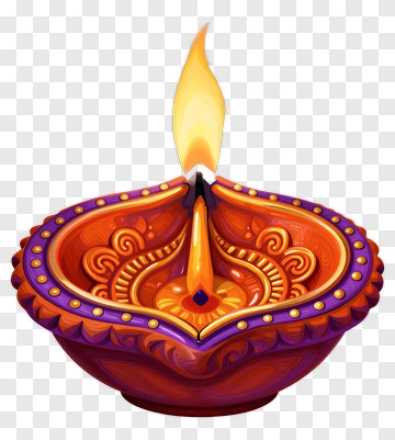 Colorful Diya Lamp With Flame PNG