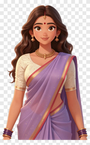 Woman Wearing A Purple Saree PNG