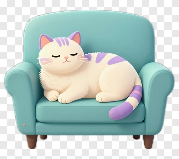 Cartoon Cat Sleeping On A Couch PNG