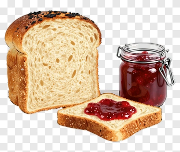 Sliced Bread With Jam Jar PNG