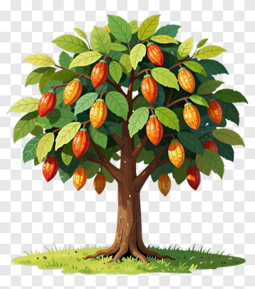 Cocoa Tree With Ripe Pods PNG