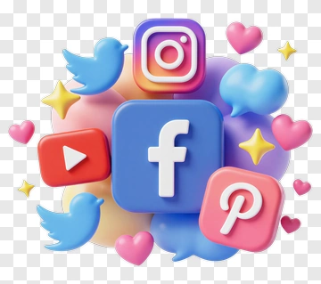 Social Media Icons With Colorful Background PNG