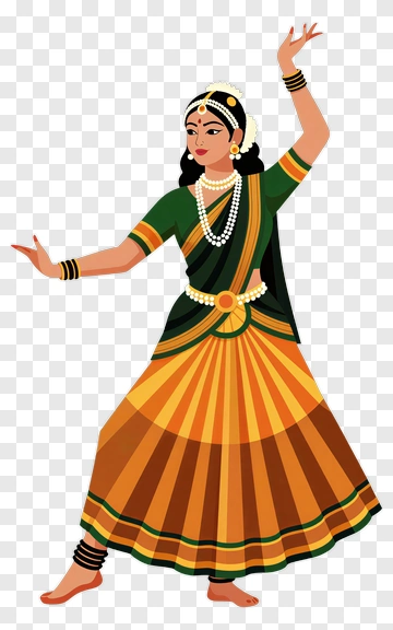 Classical Dancer In Colorful Traditional Attire PNG