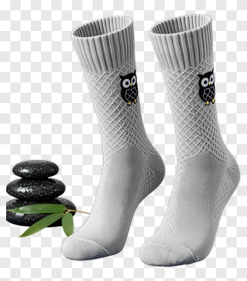 Gray Socks With Owl Design PNG