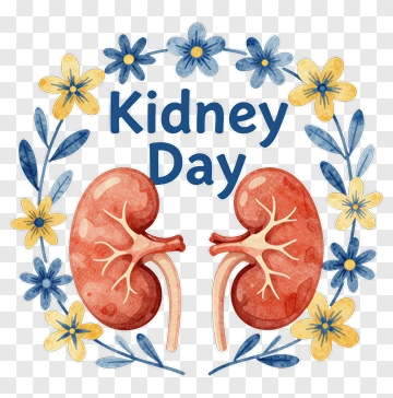 Kidney Day Illustration With Flowers PNG