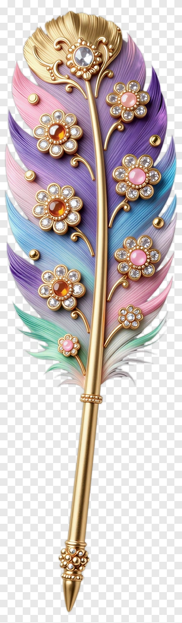 Colorful Decorative Feather Pen PNG