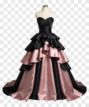 Elegant Black And Pink Evening Gown PNG