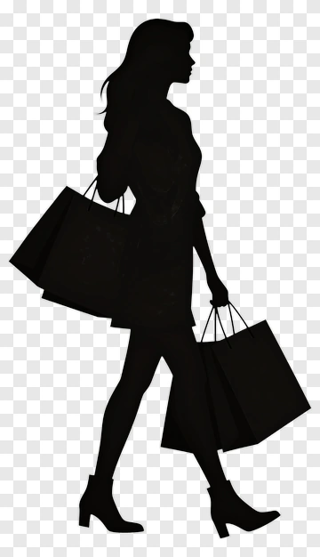Silhouette Of A Woman Carrying Shopping Bags PNG