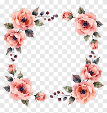 Watercolor Floral Frame PNG