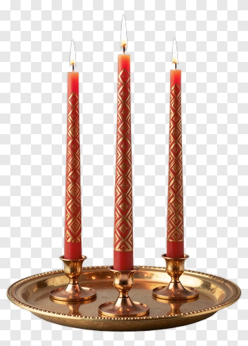 Decorative Candle Holder With Three Red Candles PNG