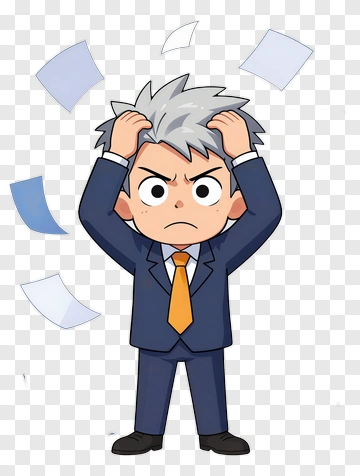 Cartoon Businessman Looking Stressed PNG