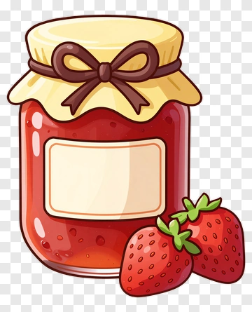Cartoon Strawberry Jam Jar With Berries PNG