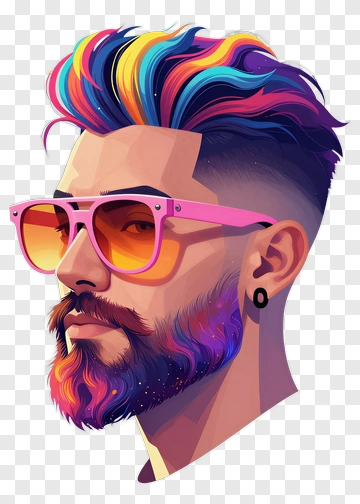Stylish Man With Colorful Hair And Sunglasses PNG