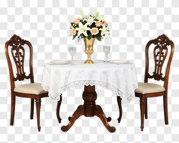 Elegant Dining Table With Floral Centerpiece PNG