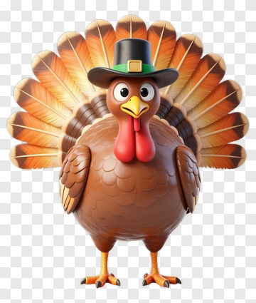 Cartoon Turkey Wearing A Pilgrim Hat PNG