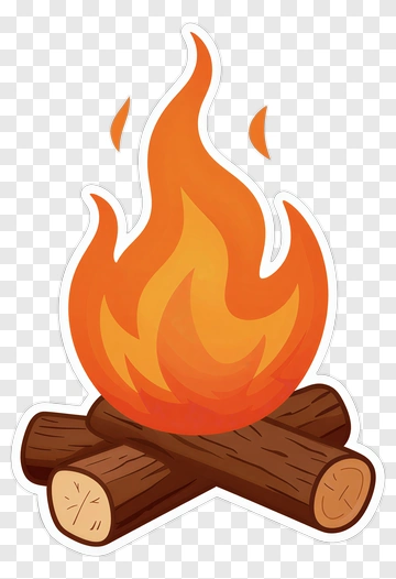Cartoon Campfire With Flames PNG