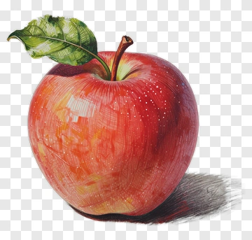 Red Apple With Green Leaf PNG