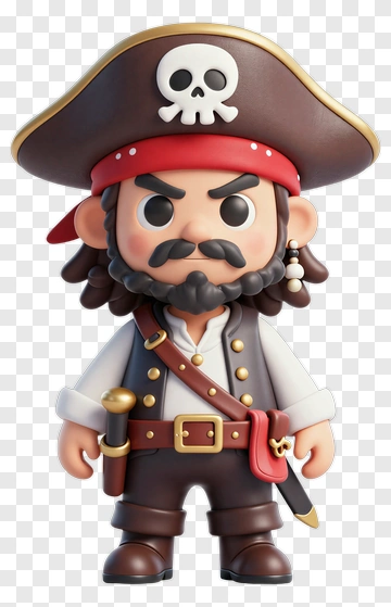 3D Pirate Character With Hat And Sword PNG
