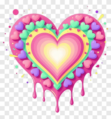 Colorful Heart With Dripping Design PNG