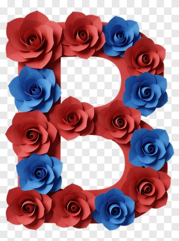 Red And Blue Paper Rose Letter B PNG