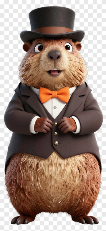 Dapper Groundhog In A Suit And Top Hat PNG