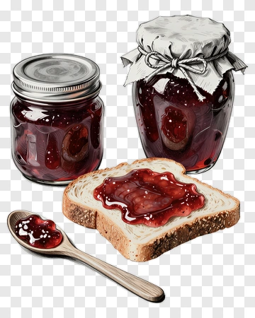 Jar Of Jam And Toast With Spread PNG