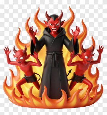 Cartoon Devil With Fiery Background PNG