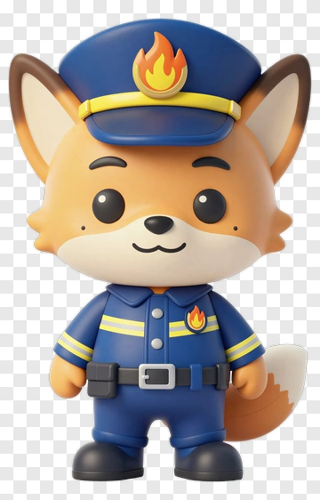 Cartoon Firefighter Fox Character PNG