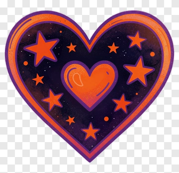 Colorful Heart With Stars PNG