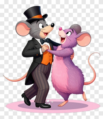 Cartoon Mice Dancing Together PNG
