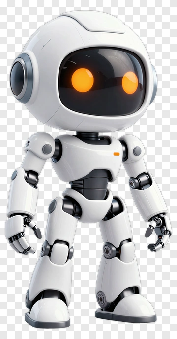 3D Robot With Orange Eyes PNG