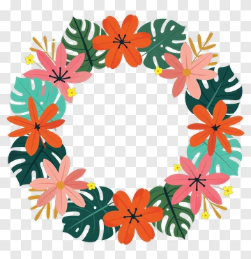 Colorful Floral Wreath PNG