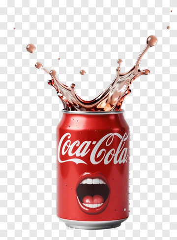 Coca-Cola Can With Splashing Liquid PNG