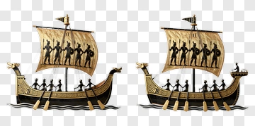 Ancient Greek Ship With Rowers PNG