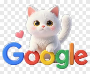 Cartoon Cat Holding Google Letters PNG