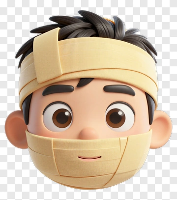 Cartoon Boy With Bandages On Head PNG