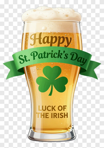 Happy St. Patrick's Day Beer Glass PNG