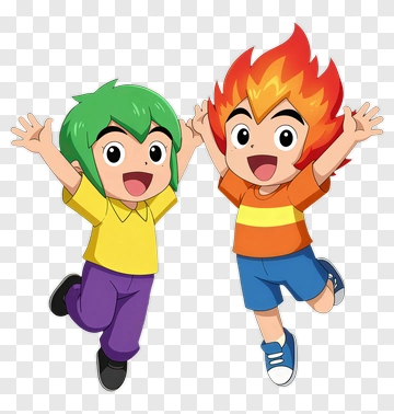 Cartoon Children Jumping With Joy PNG