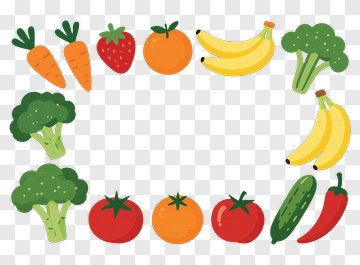 Colorful Vegetable And Fruit Border PNG