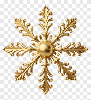 Golden Decorative Snowflake PNG